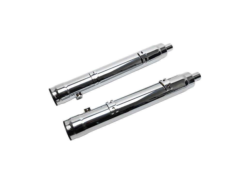 Grand Prix 4in. Slip-On Mufflers - Chrome. Fits Indian Big Twin 2014up with Hard Saddle Bags.