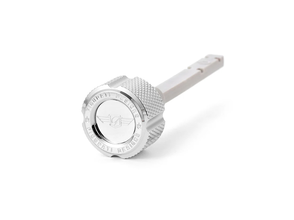 Magnetic Transmission Oil Dipstick - Knurled Silver. Fits Touring 2017up