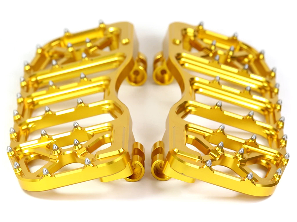 V5 Rider Floorboards - Gold. Fits Touring 1980up, FL Softail 1986-2017 & Dyna Switchback 2012-2016