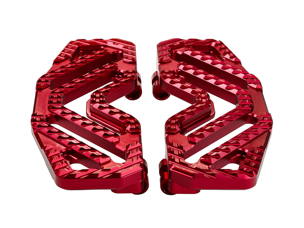 Savage Series Rider Floorboards - Red. Fits Touring 1980up, FL Softail 1986-2017 & Dyna Switchback 2012-2016