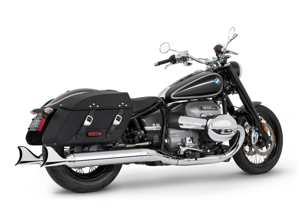 4.5in. Two-Step Slip-On Mufflers – Chrome with Sharktail Tips. Fits BMW R-18 Classic 2021up.