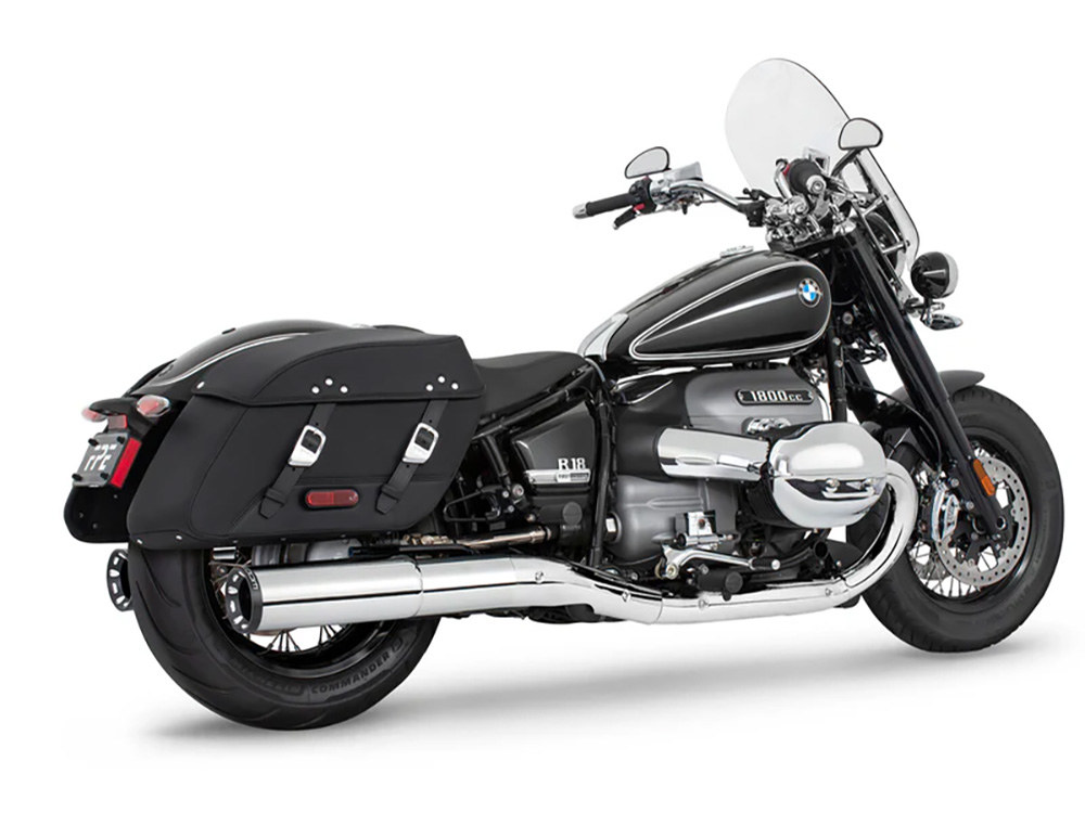 4.5in. Two-Step Slip-On Mufflers – Chrome with Black Straight Tips. Fits BMW R-18 Classic 2021up.