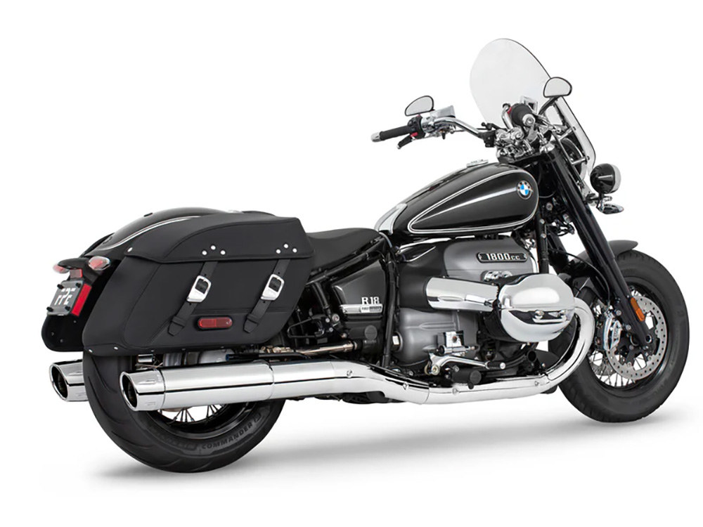 4.5in. Two-Step Slip-On Mufflers – Chrome with Chrome Combat Fluted Tips. Fits BMW R-18 Classic 2021up.
