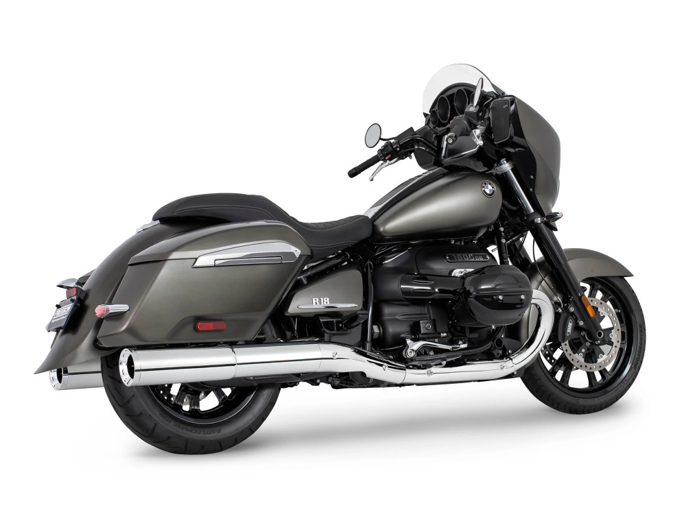 4.5in. Two-Step Slip-On Mufflers – Chrome with Chrome Straight Cut Tips. Fits BMW R-18 B & R18 Transcontinental 2022up.