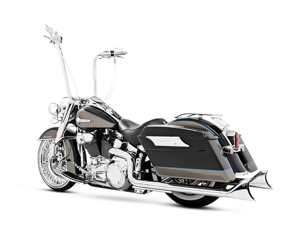 36in. True Dual SharkTail Exhaust - Chrome. Fits Softail 2007-2017.