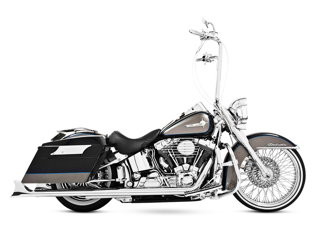 36in. True Dual SharkTail Exhaust - Chrome. Fits Softail 1997-2006.