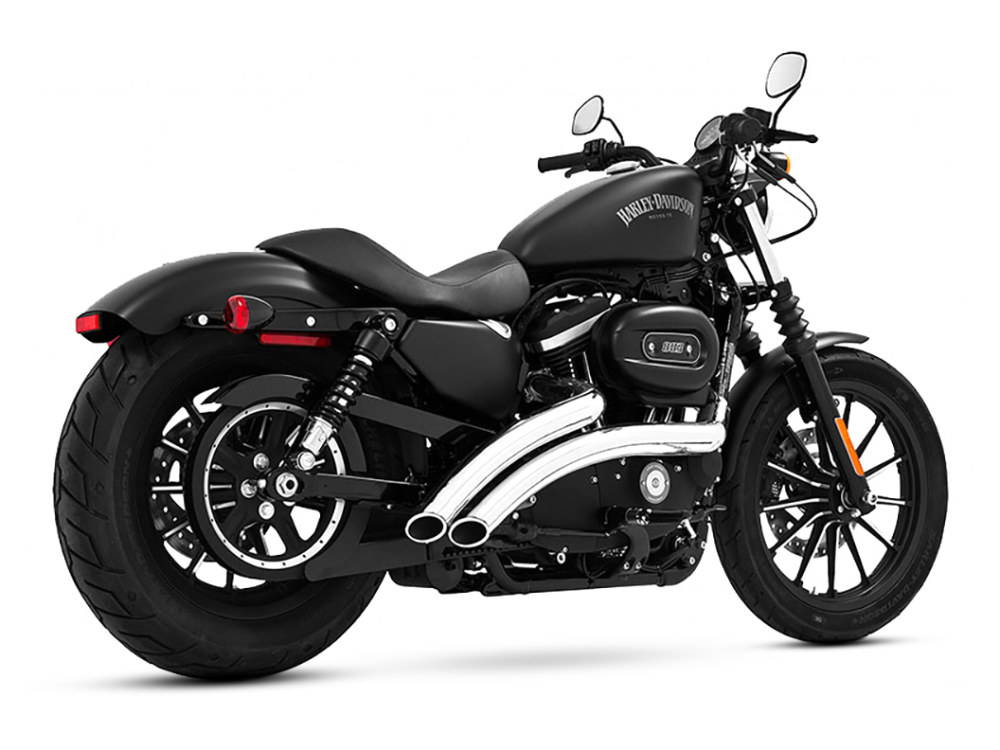Radical Radius Exhaust - Chrome with Chrome End Caps. Fits Sportster 1986-2021.