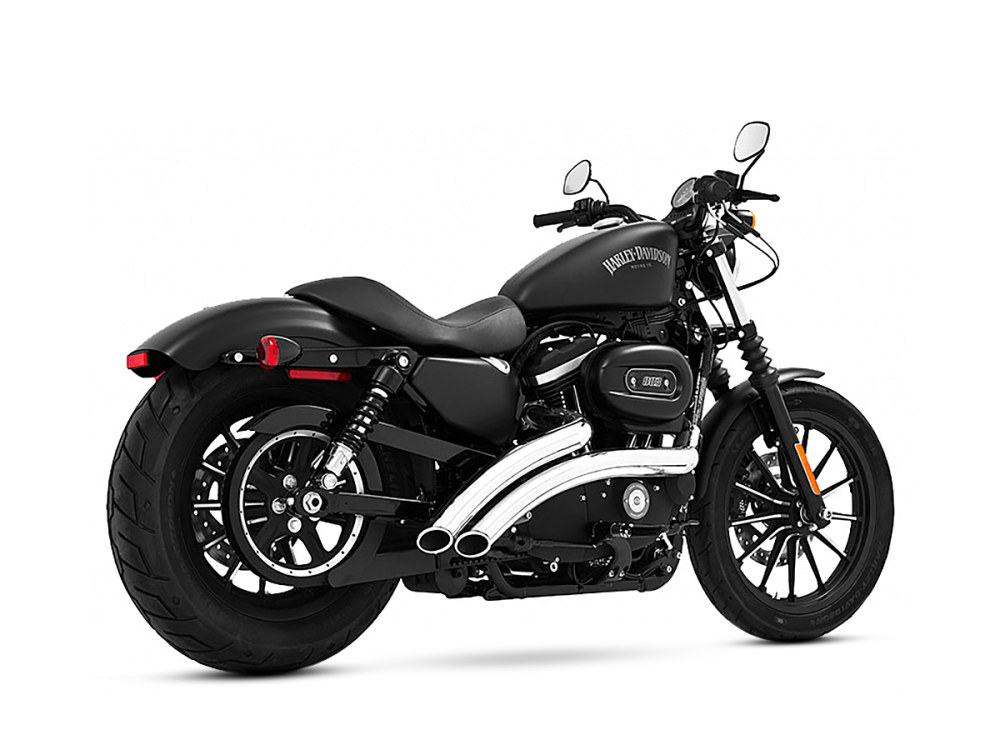 Radical Radius Exhaust – Chrome with Chrome End Caps. Fits Sportster 1986-2021.