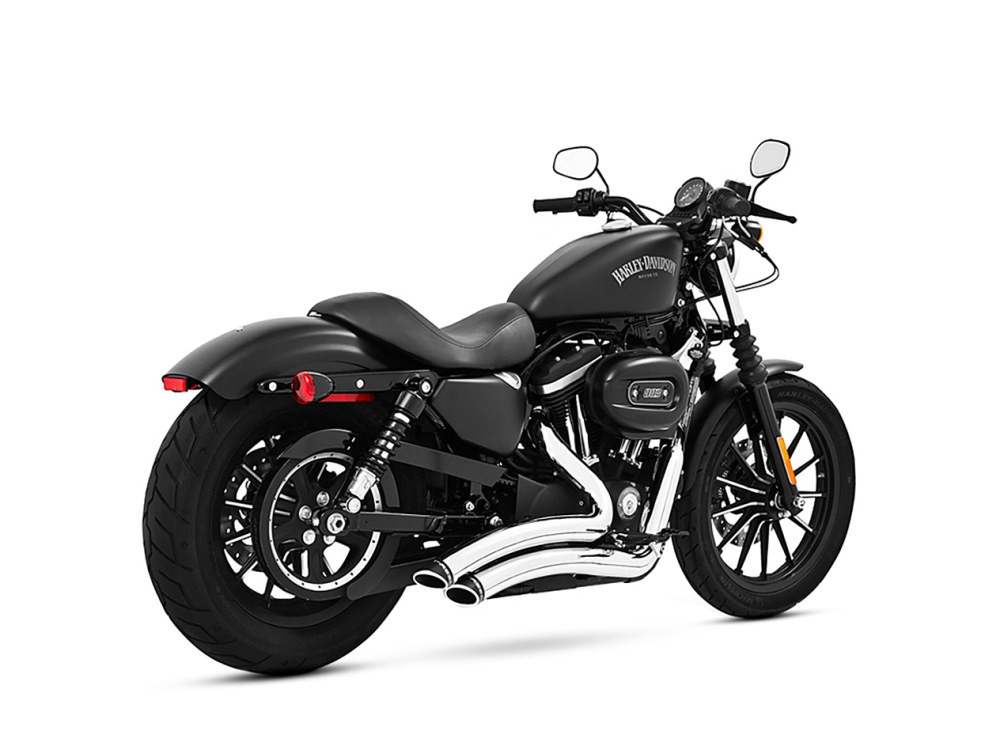 Sharp Curve Radius Exhaust - Chrome with Chrome End Caps. Fits Sportster 2004-2021 