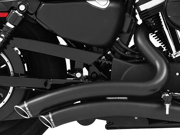 Sharp Curve Radius Exhaust - Black with Black End Caps. Fits Sportster 2004-2021