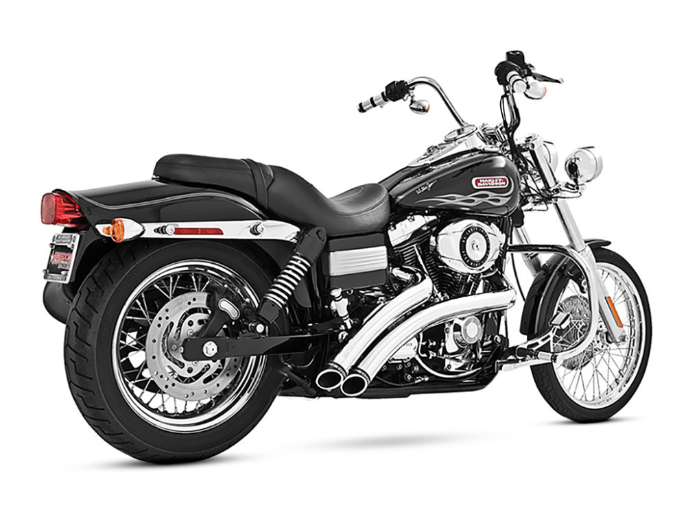 Radical Radius Exhaust – Chrome with Black End Caps. Fits Dyna 2006-2017 & Dyna Switchback 2012-2016