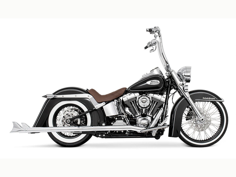 39in. True Dual SharkTail Exhaust - Chrome. Fits Softail 1997-2006 