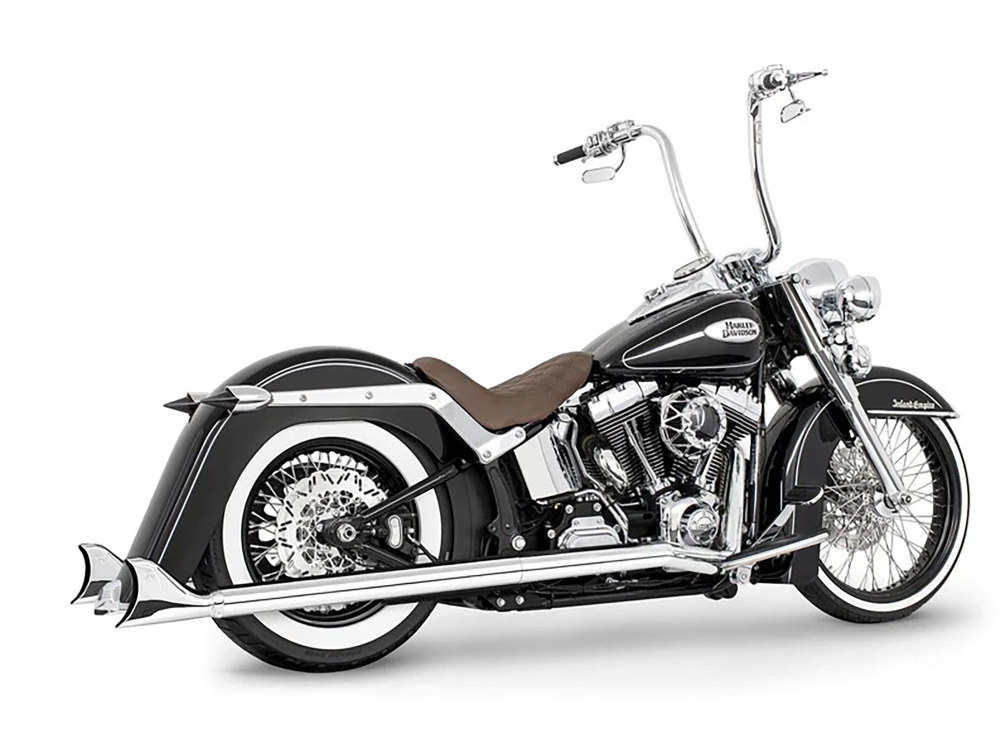 36in. Replacement SharkTail Muffer Set - Chrome. Only Fits Softail 1997-2017 Running Freedom SharkTail Exhaust Systems.