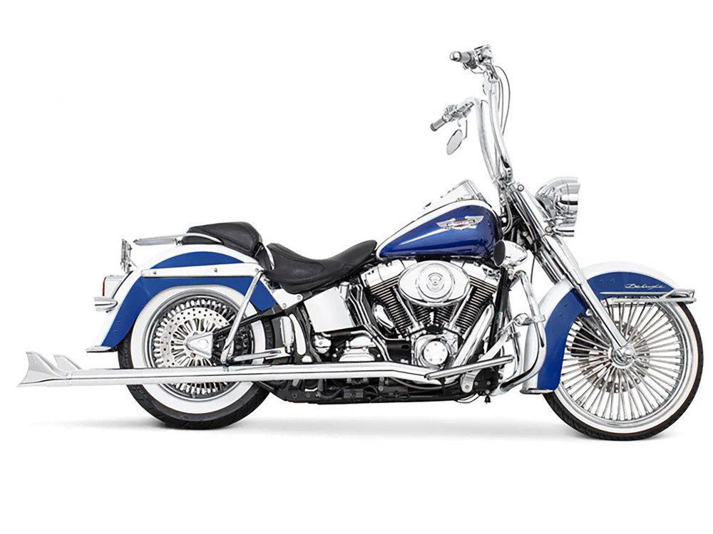 39in. Replacement SharkTail Muffer Set - Chrome. Only Fits Softail 1997-2017 Running Freedom SharkTail Exhaust Systems.