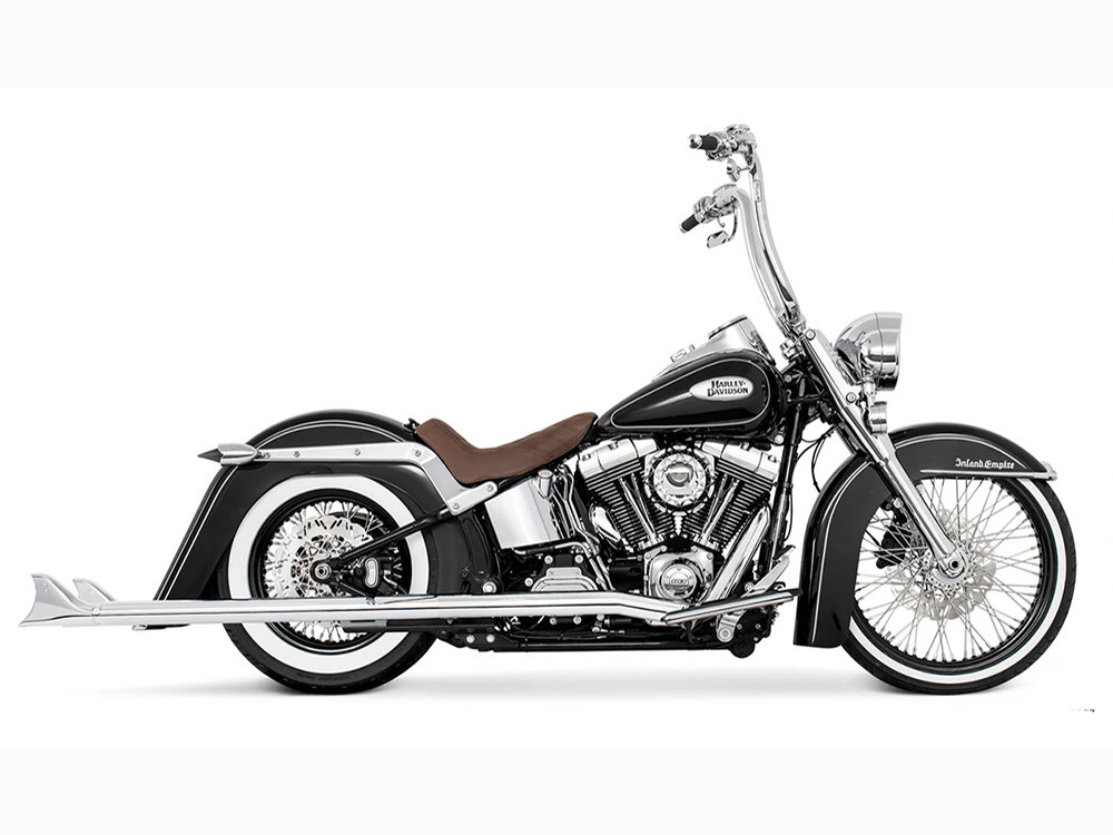 42in. True Dual SharkTail Exhaust - Chrome. Fits Softail 2007-2017 