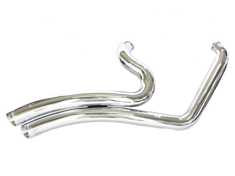 Sharp Curve Radius Exhaust - Chrome with Chrome End Caps. Fits Softail 2018up.