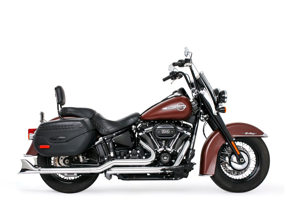 33in. True Dual SharkTail Exhaust - Chrome. Fits Softail 2018up.
