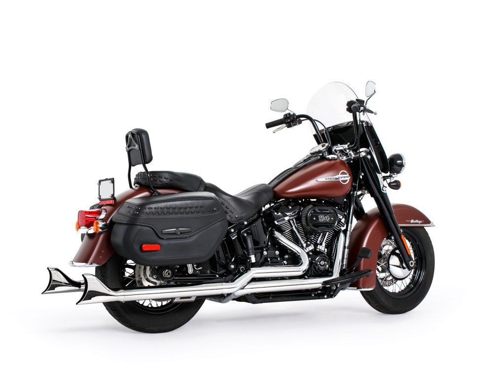 36in. True Dual SharkTail Exhaust - Chrome. Fits Softail 2018up.