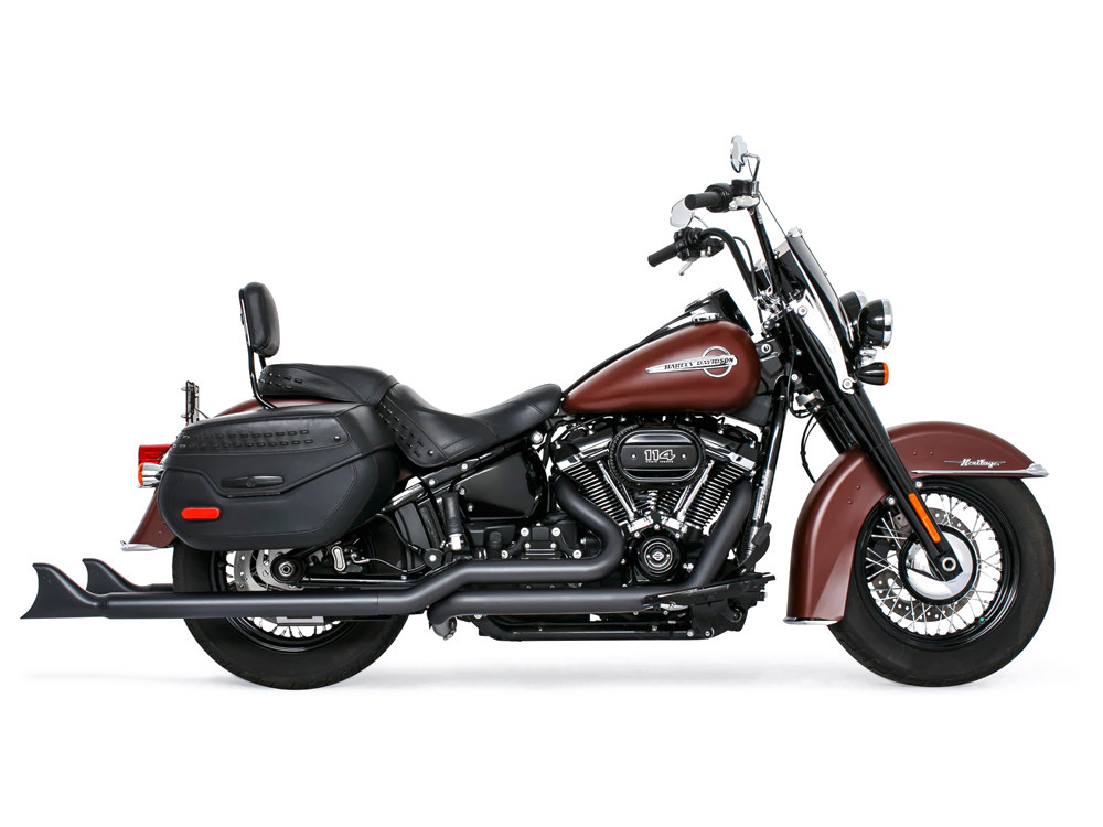 39in. True Dual SharkTail Exhaust – Black. Fits Softail 2018up.