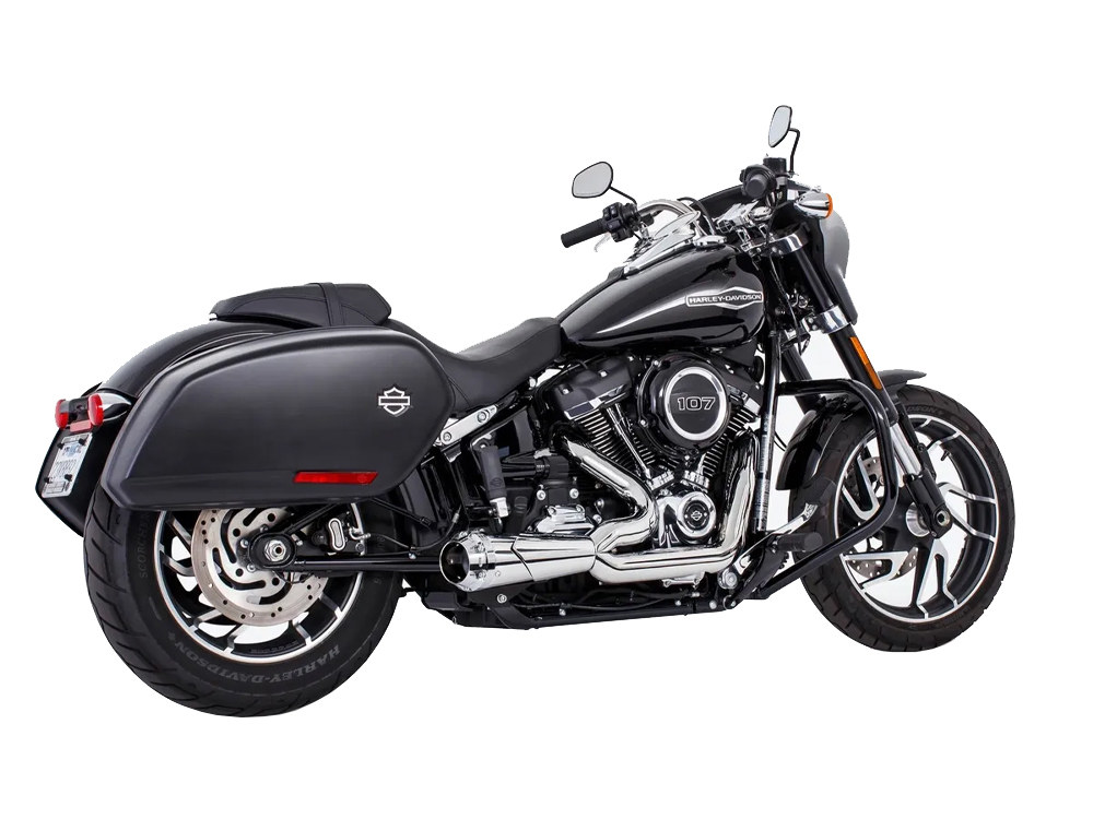 American Outlaw Shorty 2-into-1 Exhaust - Chrome with Chrome End Cap. Fits Softail 1986-2017. 