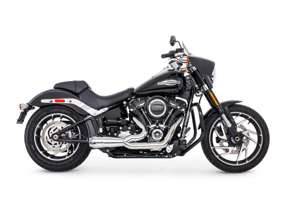 American Outlaw Shorty 2-into-1 Exhaust - Chrome with Chrome End Cap. Fits Softail 2018up.