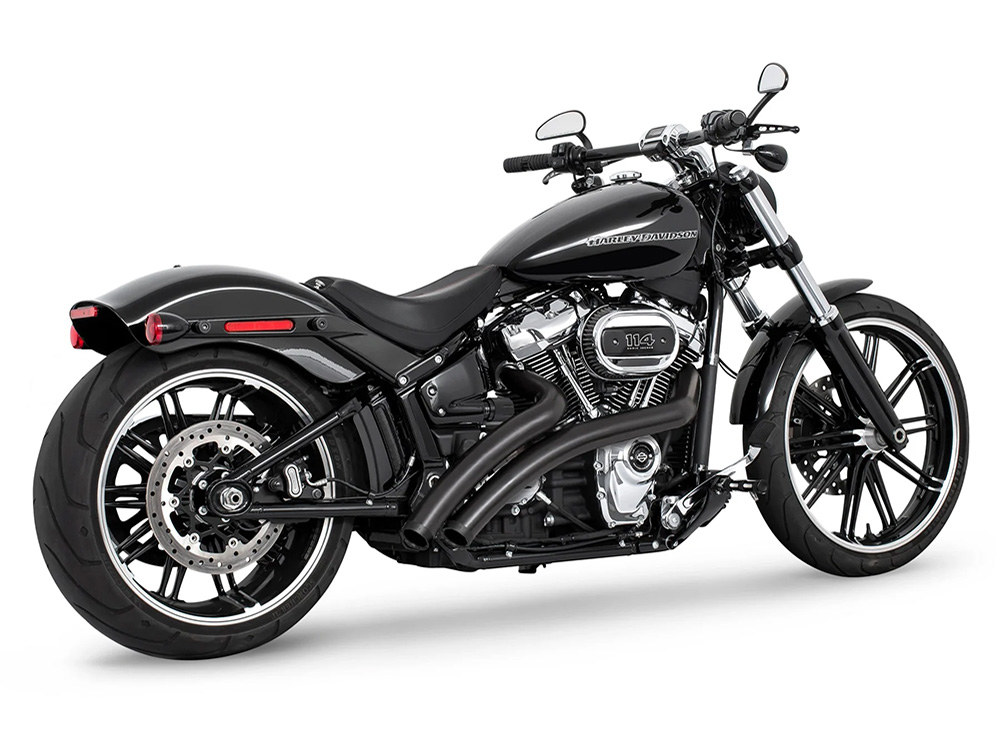 Radical Ground Pounder Exhaust – Black with Black Straight Cut End Caps. Fits Softail 2018up