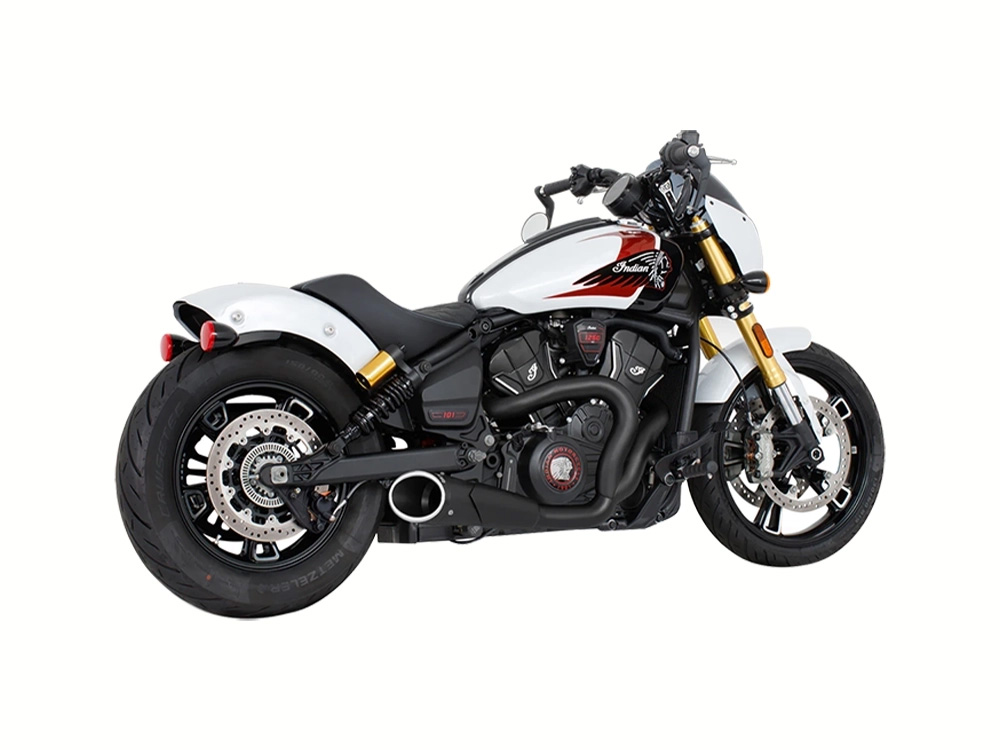 Combat 2-into-1 Exhaust – Black with Black End Cap. Fits Indian Scout 2025up