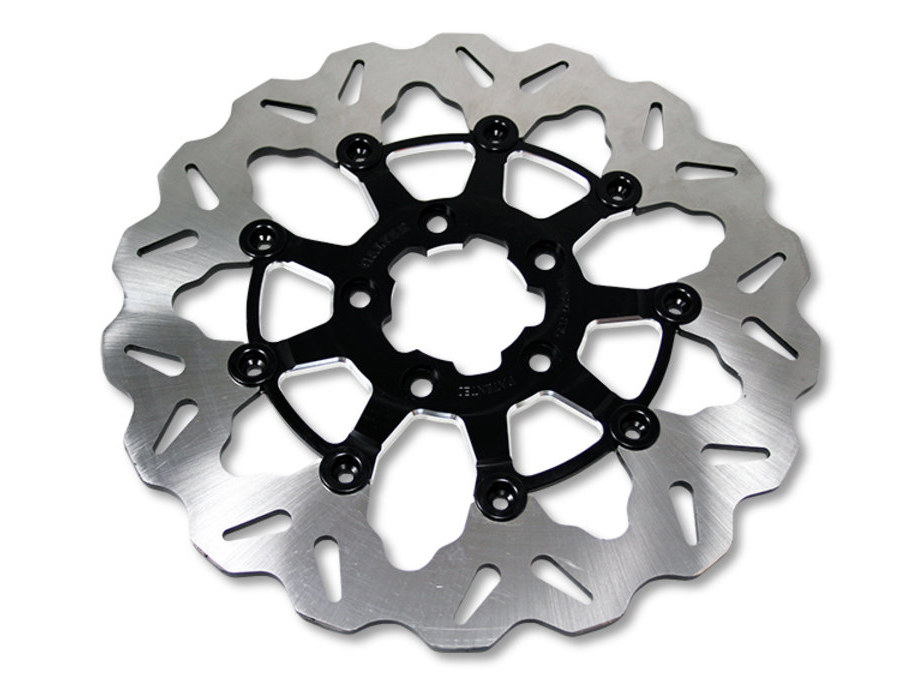 11.5in. Front Wave Floating Disc Rotor with Contrast Cut Carrier. Fits Big Twin & Sportster 2000-2014.