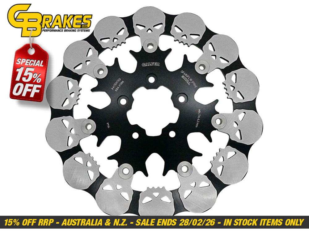 11.5in. Front Skull Floating Disc Rotor. Fits Big Twin & Sportster 2000-2014.