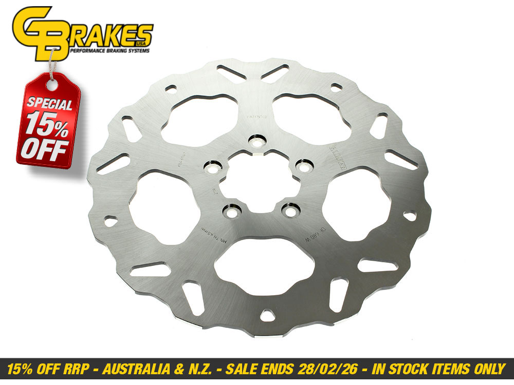 11.5in. Front Solid Mount Wave Disc Rotor. Fits Big Twin & Sportster 2000-2014.