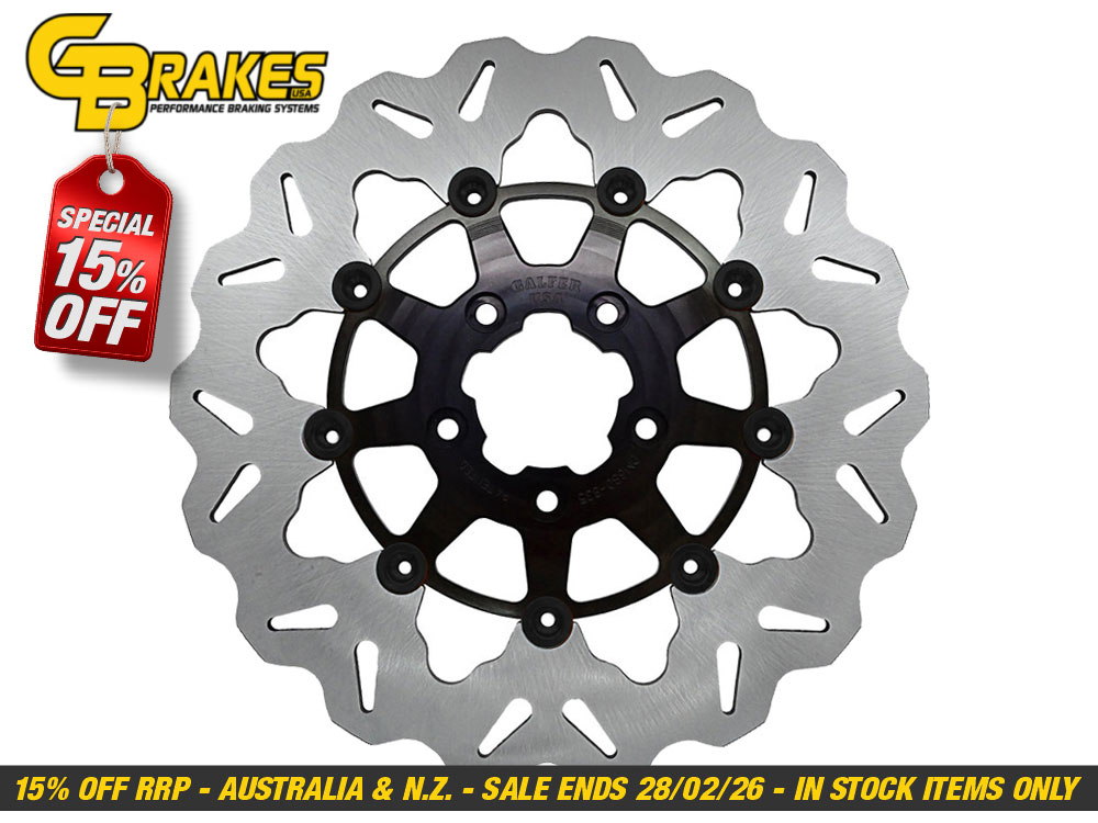 11.5in. Front Wave Floating Disc Rotor with Black Carrier. Fits Big Twin & Sportster 2000-2014.