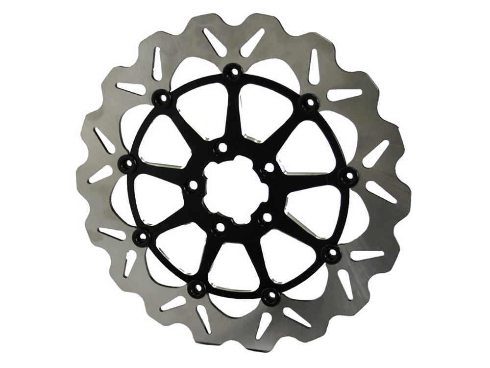 GBRAKES 13in. Front Wave Floating Disc Rotor with Contrast Cut Carrier. Fits most Big Twin 2000up when Using Special 6 Piston Caliper. GBRAKES 13in. Front Wave Floating Disc Rotor with Contrast Cut Carrier. Fits most Big Twin 2000up when Using Special 6 Piston Caliper.