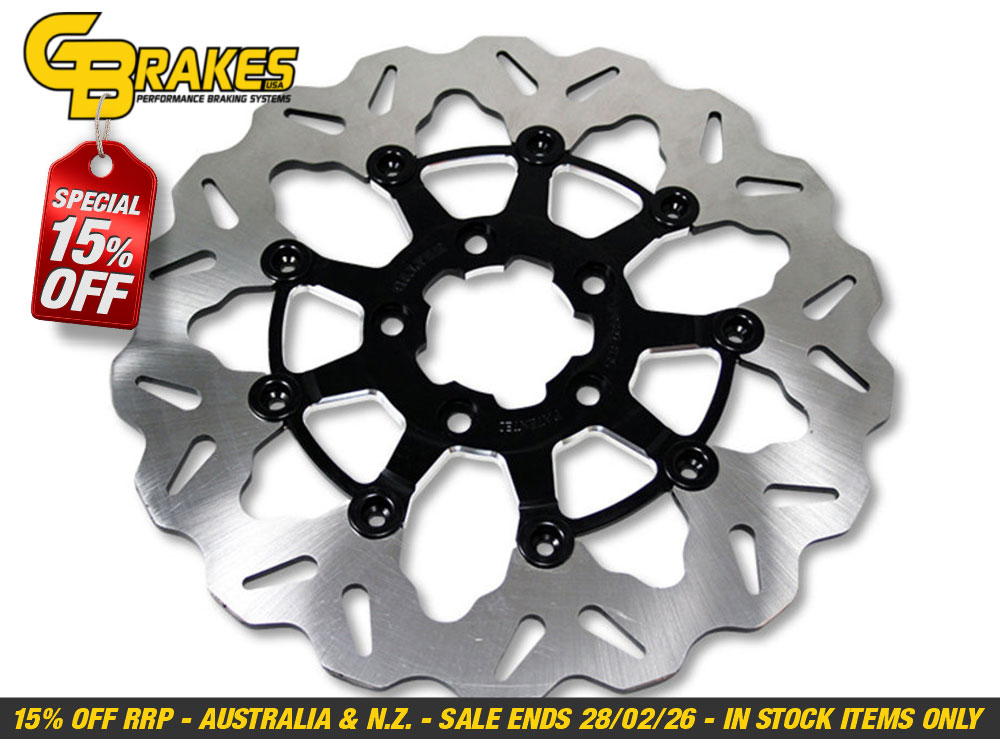 11.5in. Rear Floating Wave Disc Rotor with Contrast Cut Carrier. Fits Big Twin 2000up & Sportster 2000-2010.