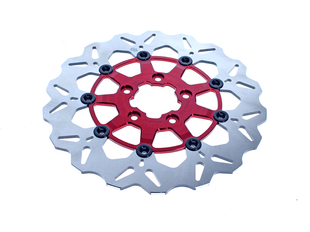 GBRAKES 11.5in. Front Floating Wave Disc Rotor with Red Carrier. Fits Big Twin 2000up & Sportster 2000-2010.