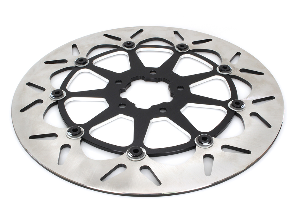 GBRAKES 13in. Front Round Floating Disc Rotor with Contrast Cut Carrier. Fits most Big Twin 2000up when upgrading to 13in. x 6 Piston Caliper.