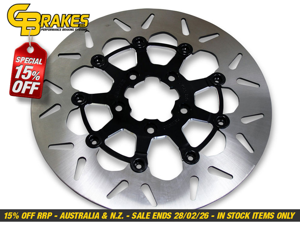 11.8in. Front Standard Round Floating Disc Rotor - Contrast Cut. Fits Dyna 2006-2017, Softail 2015up, Sportster 2014-2021 & Some Touring 2008-2023