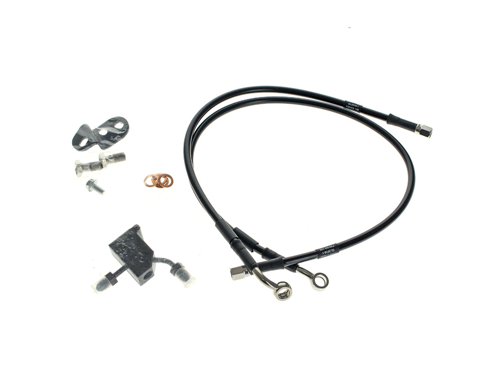 Rear Brake Line - Black. Fits Softail 2000-2006
