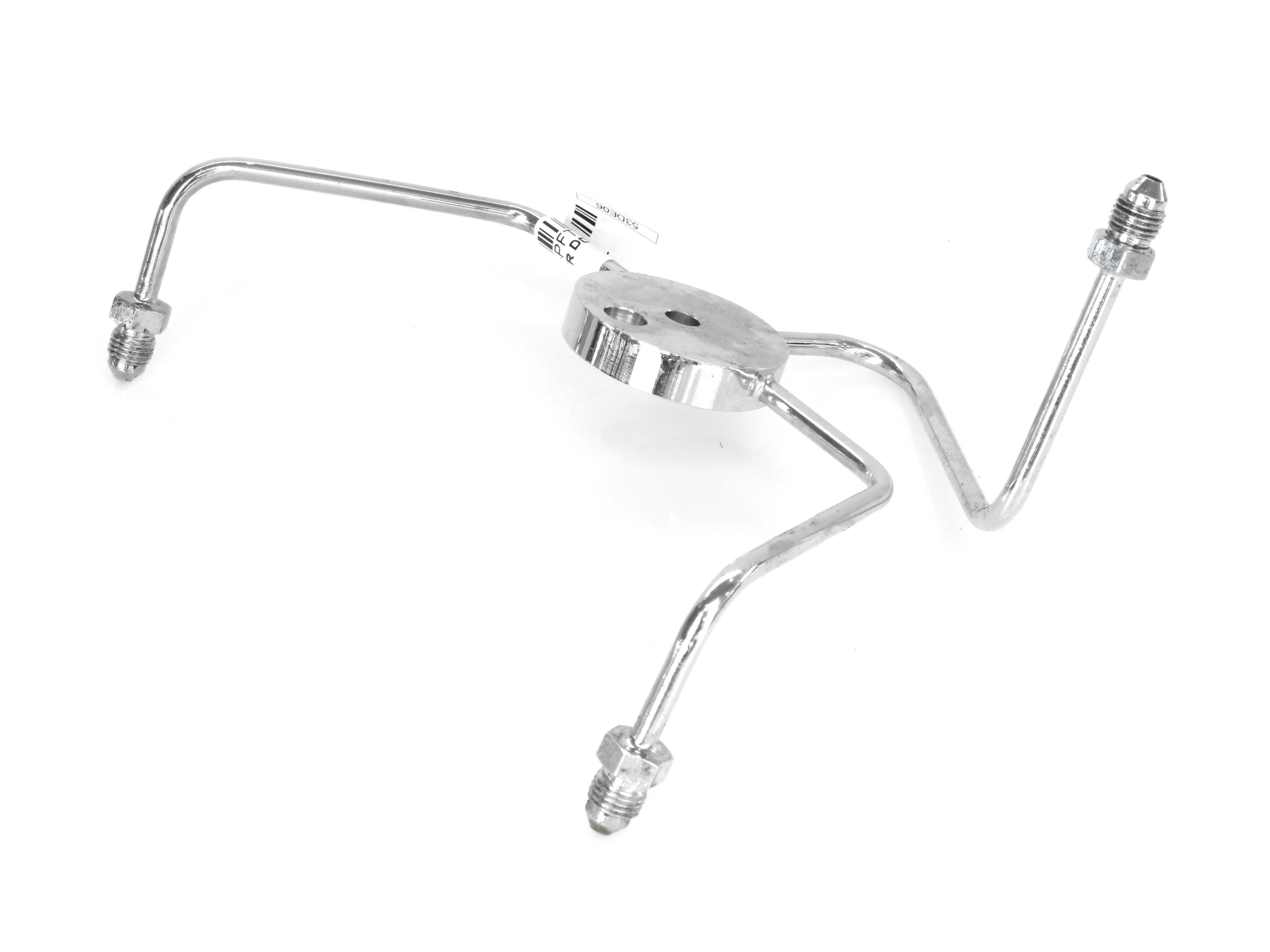 AN3 Front Dual Disc Brake Tee - Chrome. Fits Wide Glide Front Ends with Dual Disc Rotors.
