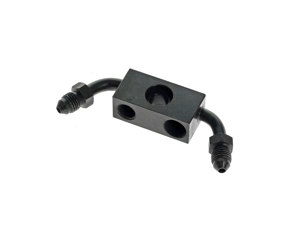 ABS Front Brake Line Adapter - Black. Fits Dyna 2012-2017 with Single Disc