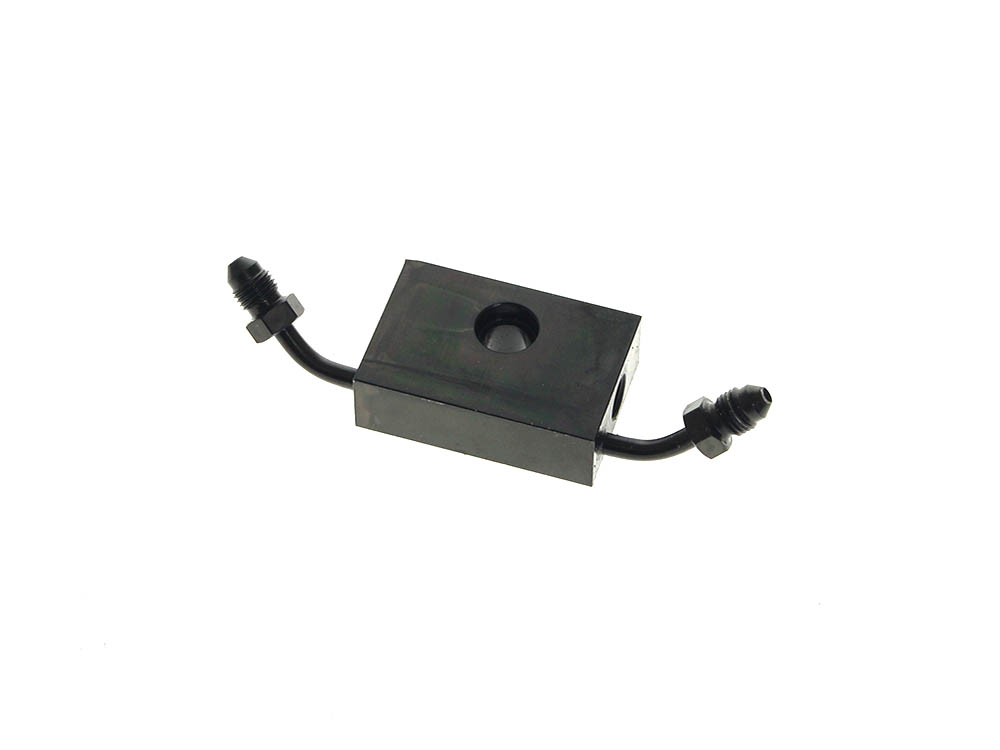 ABS Front Brake Line Adapter - Black. Fits Softail 2018up & Sportster 2014up with Dual Disc