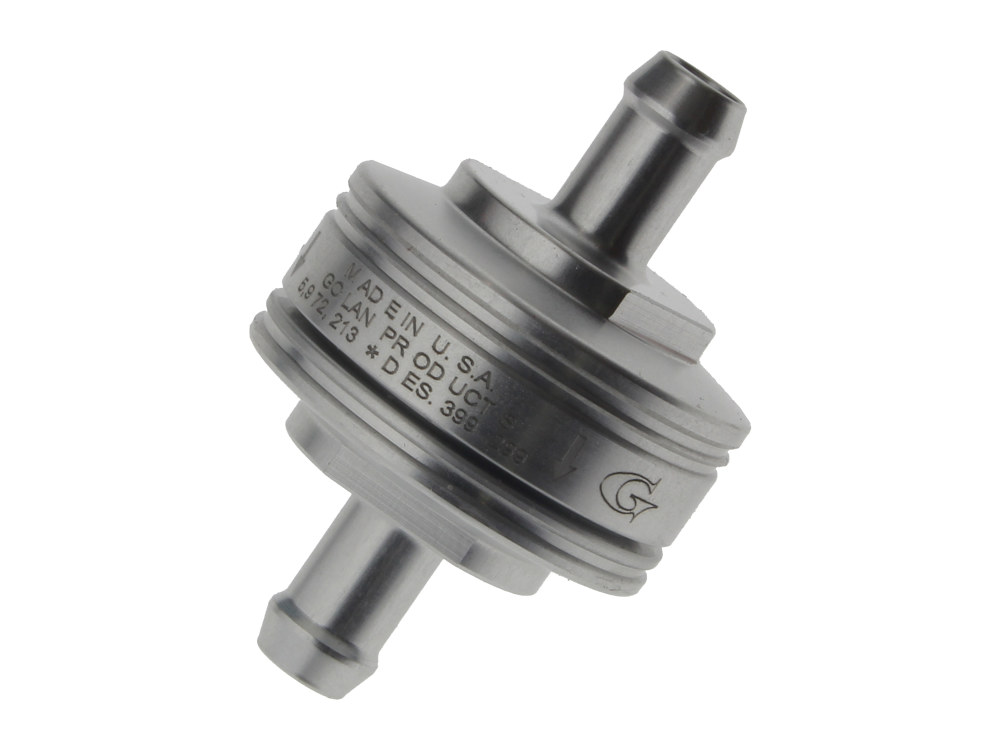 Washable Super Mini Inline Fuel Filter. 5/16in. Hose x 0.675in. long. Billet Aluminium.