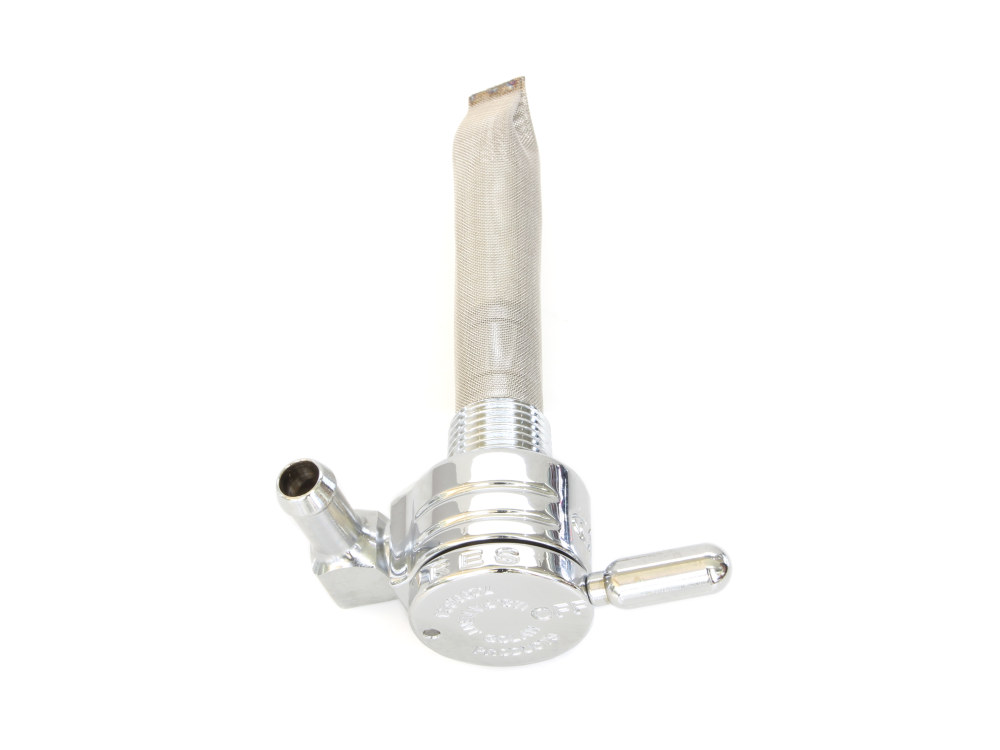 High-Flow Fuel Tap / Petcock with 3/8in. NPT Thread & 5/16in. Forward Facing Fuel Outlet - Chrome