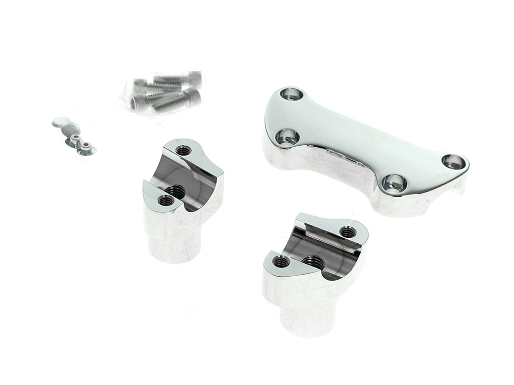 Rollies Speed Shop 2in. Straight Risers with Top Clamp & Hardware - Chrome. Fits 1in. Handlebar