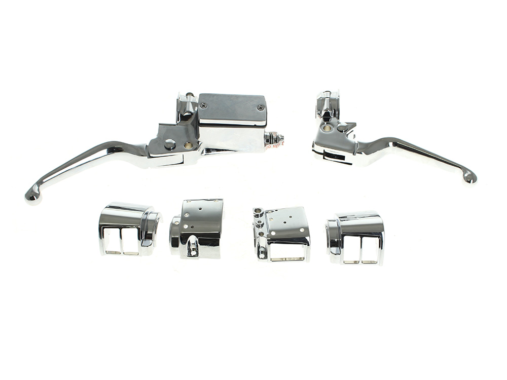 Rollies Speed Shop Handlebar Control Kit - Chrome. Fits Big Twin & Sportster 1982-1995 Models with Single Disc Rotors