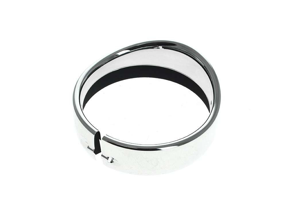 Peaked Visor Style 5-3/4in. Headlight Trim Ring - Chrome. Fits FX Softail 1994-2015, Dyna 1994-2017 & Most Sportster Models 2004-2021.