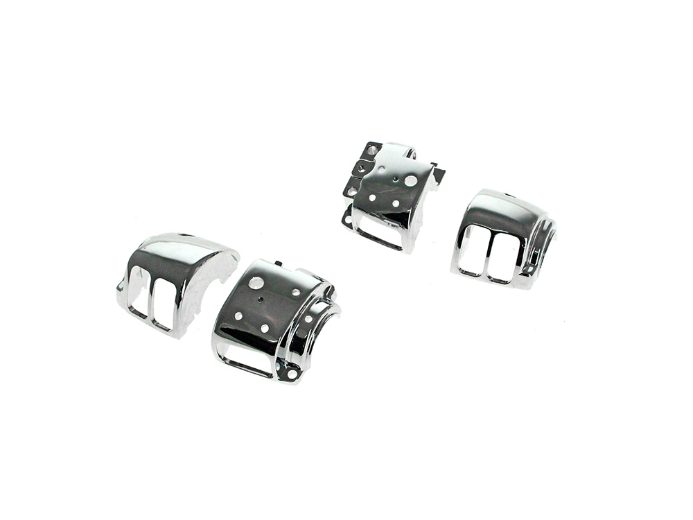 Switch Housing - Chrome. Fits Softail 1996-2010, Dyna 1996-2011, Road King 1996-2013, V-Rod 2002-2013 & Sportster 1996-2013.