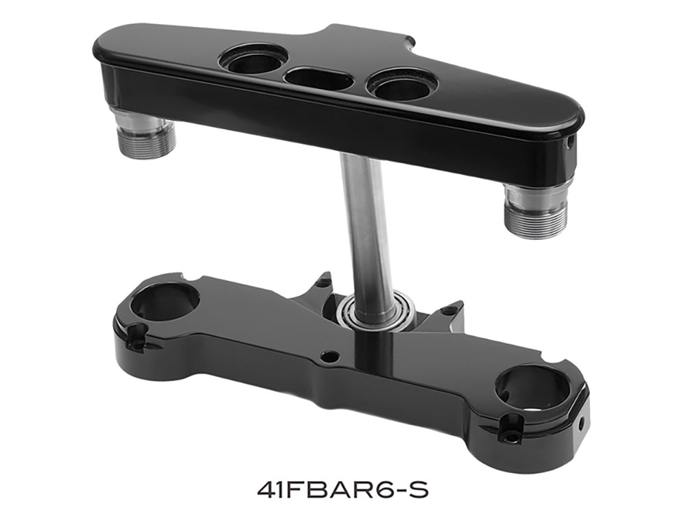 6 Degree Raked Triple Tree Kit - Black. Fits FL Softail 1986-2017 with 26in. Wheel Upgrade.