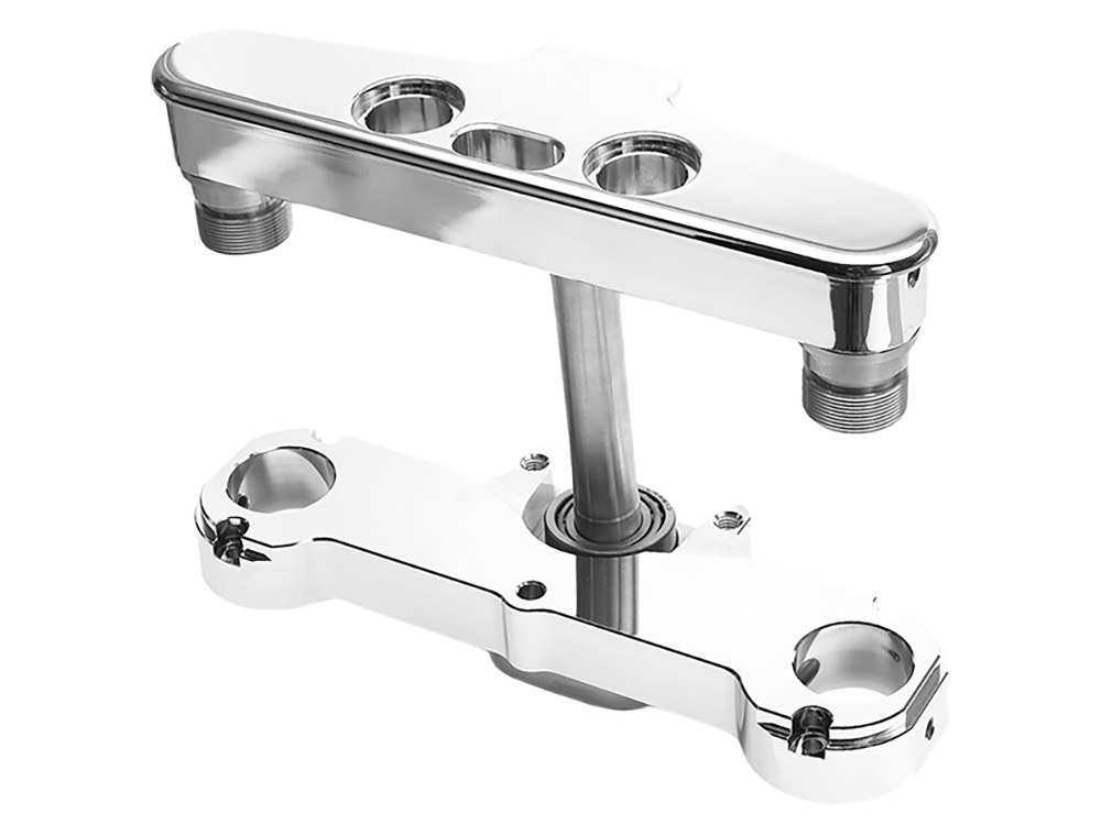 4 Degree Raked Triple Tree Kit - Chrome. Fits FL Softail 1986-2017 with 21in. or 23in. Wheel Upgrade.