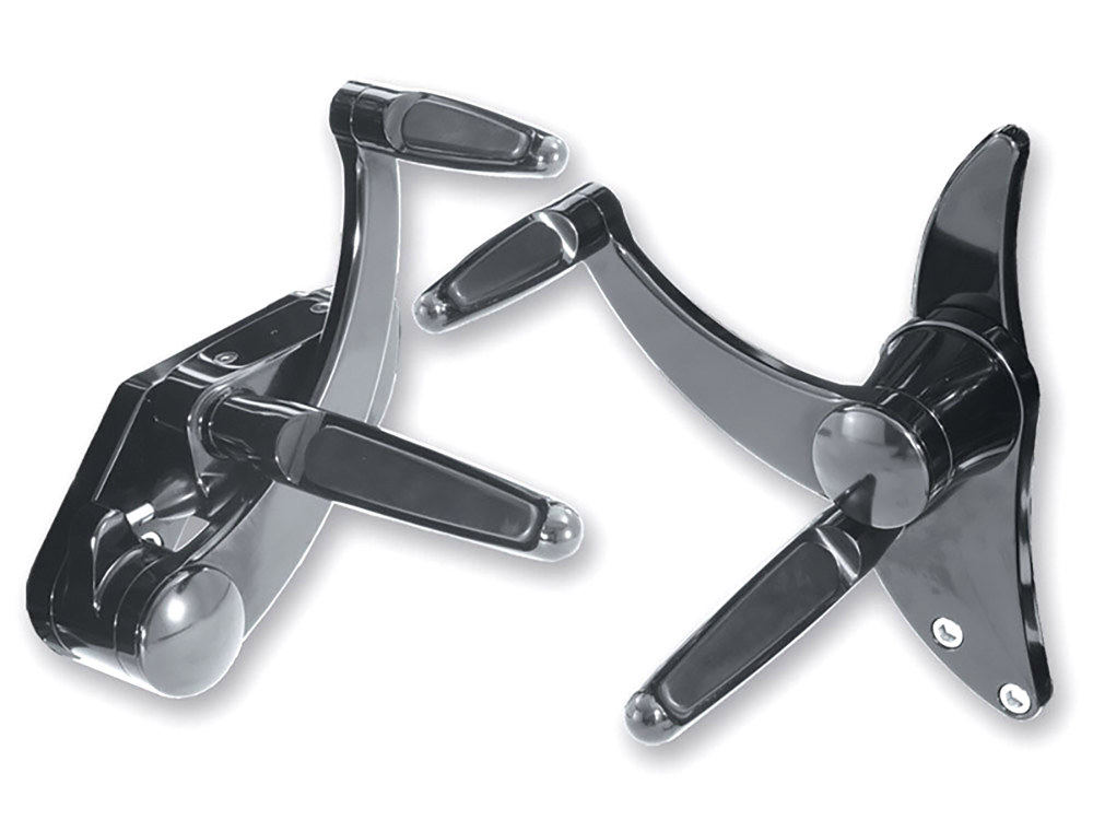 Extended Length Forward Controls with Folding Rubber Inlay Pegs - Black. Fits Dyna 1991-2017.