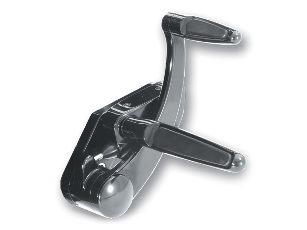 Extended Length Forward Controls with Folding Rubber Inlay Pegs – Black. Fits Softail 2000-2017.